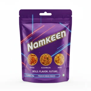 Stand up pouch for namkeen by manufacturer and supplier Umaneel Gentrade Pvt. Ltd.